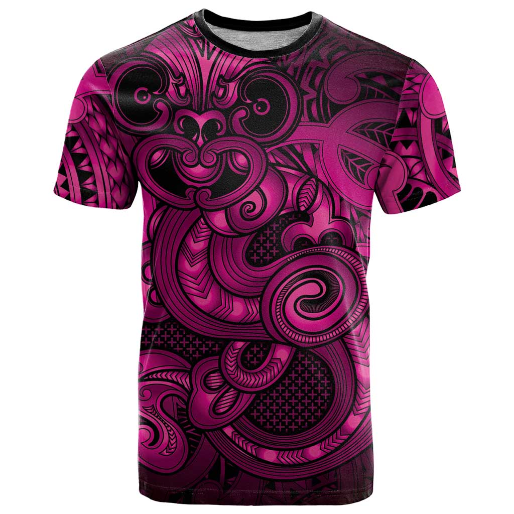 Aotearoa Maori Hei Tiki T Shirt Mawhero Kowhaiwhai Puhoro Motif LT9 Pink - Polynesian Pride