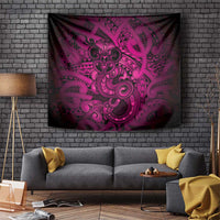 Aotearoa Maori Hei Tiki Tapestry Mawhero Kowhaiwhai Puhoro Motif LT9 Pink - Polynesian Pride