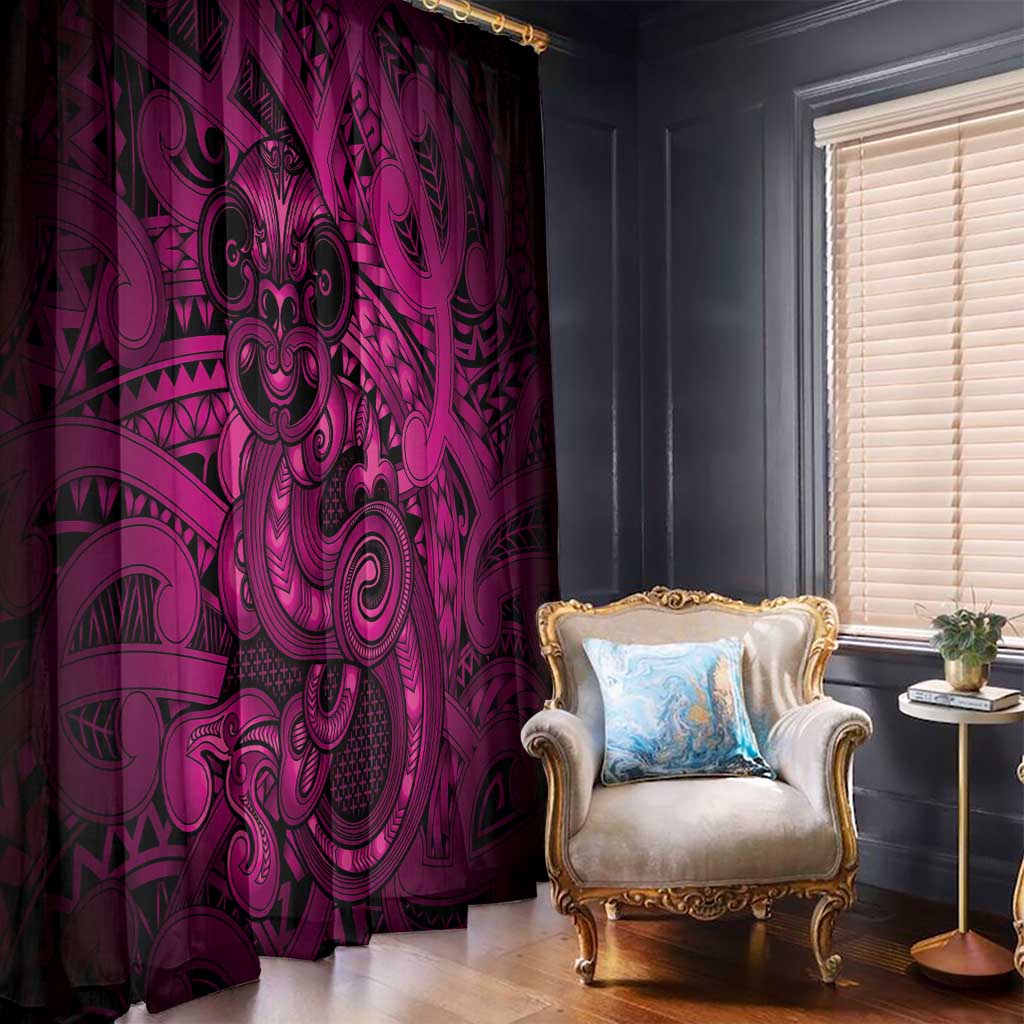 Aotearoa Maori Hei Tiki Window Curtain Mawhero Kowhaiwhai Puhoro Motif