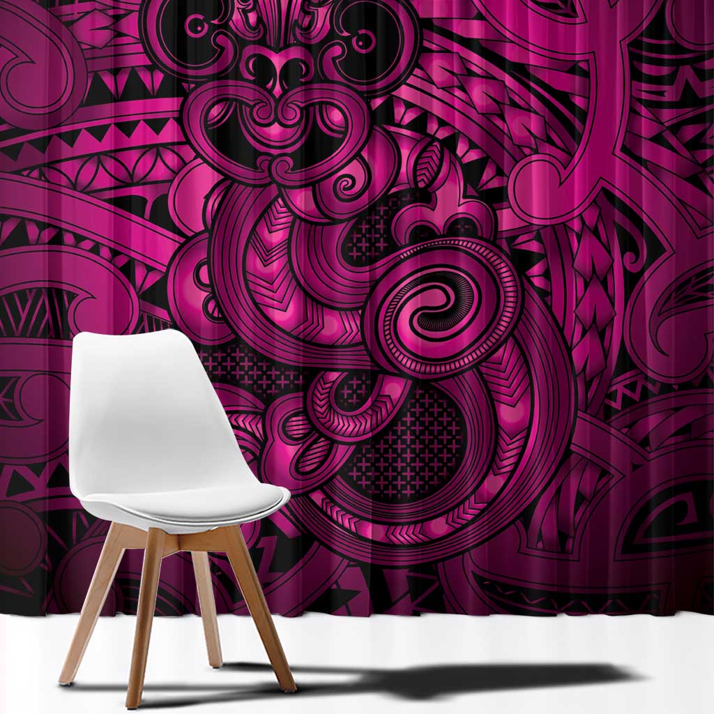 Aotearoa Maori Hei Tiki Window Curtain Mawhero Kowhaiwhai Puhoro Motif