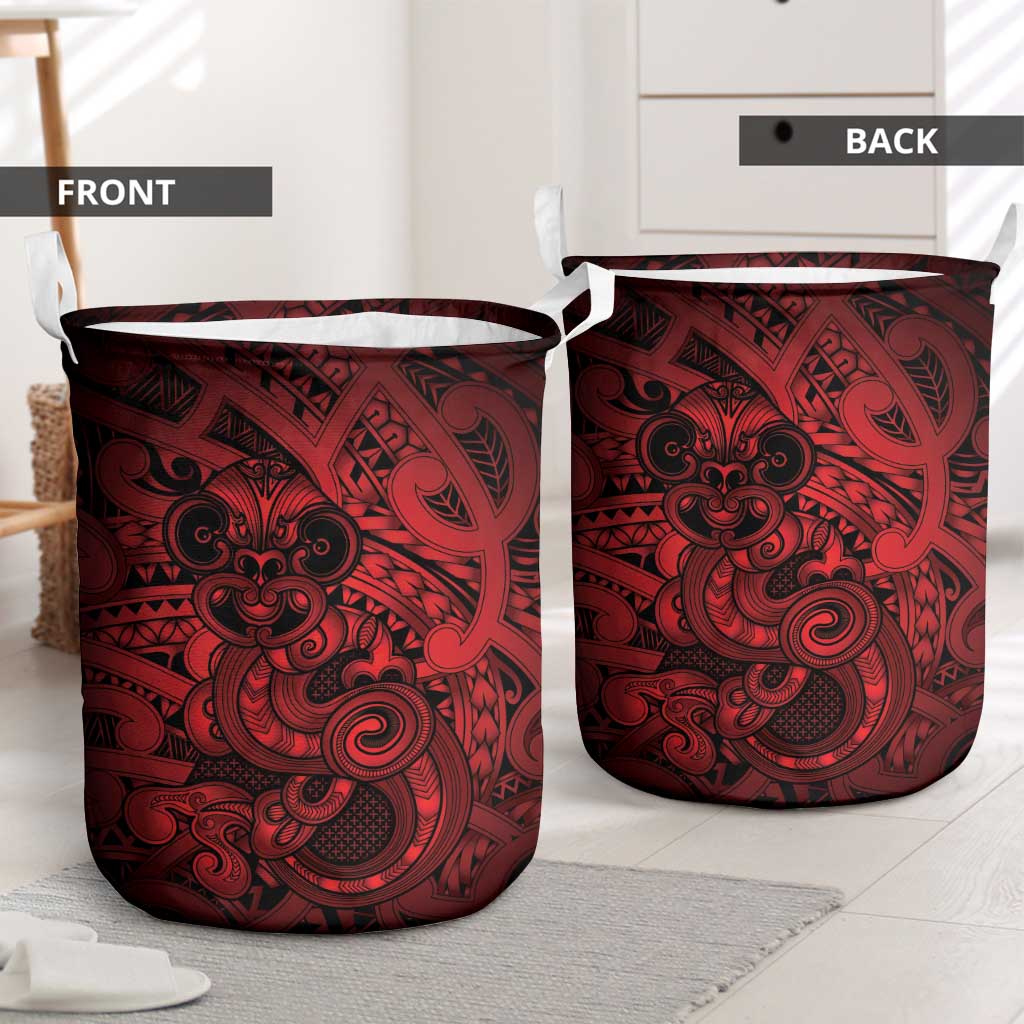 Aotearoa Maori Hei Tiki Laundry Basket Whero Kowhaiwhai Puhoro Motif LT9 - Polynesian Pride