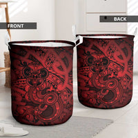 Aotearoa Maori Hei Tiki Laundry Basket Whero Kowhaiwhai Puhoro Motif LT9 - Polynesian Pride