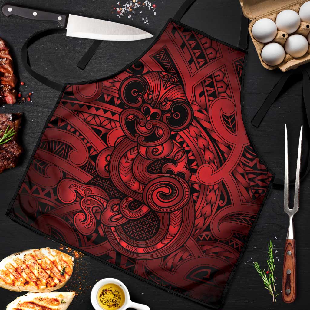 Aotearoa Maori Hei Tiki Apron Whero Kowhaiwhai Puhoro Motif LT9 Red - Polynesian Pride