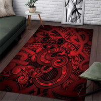 Aotearoa Maori Hei Tiki Area Rug Whero Kowhaiwhai Puhoro Motif LT9 Red - Polynesian Pride
