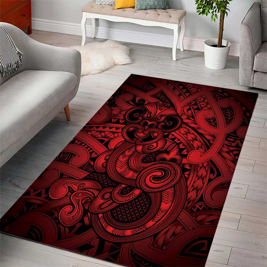 Aotearoa Maori Hei Tiki Area Rug Whero Kowhaiwhai Puhoro Motif LT9 - Polynesian Pride