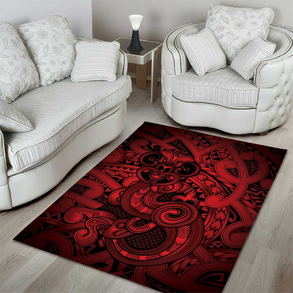 Aotearoa Maori Hei Tiki Area Rug Whero Kowhaiwhai Puhoro Motif LT9 - Polynesian Pride