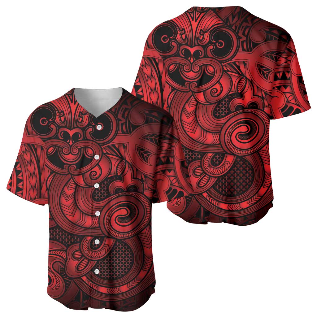 Aotearoa Maori Hei Tiki Baseball Jersey Whero Kowhaiwhai Puhoro Motif LT9 - Polynesian Pride