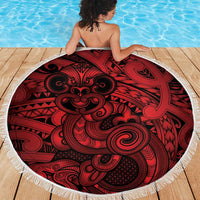 Aotearoa Maori Hei Tiki Beach Blanket Whero Kowhaiwhai Puhoro Motif LT9 - Polynesian Pride
