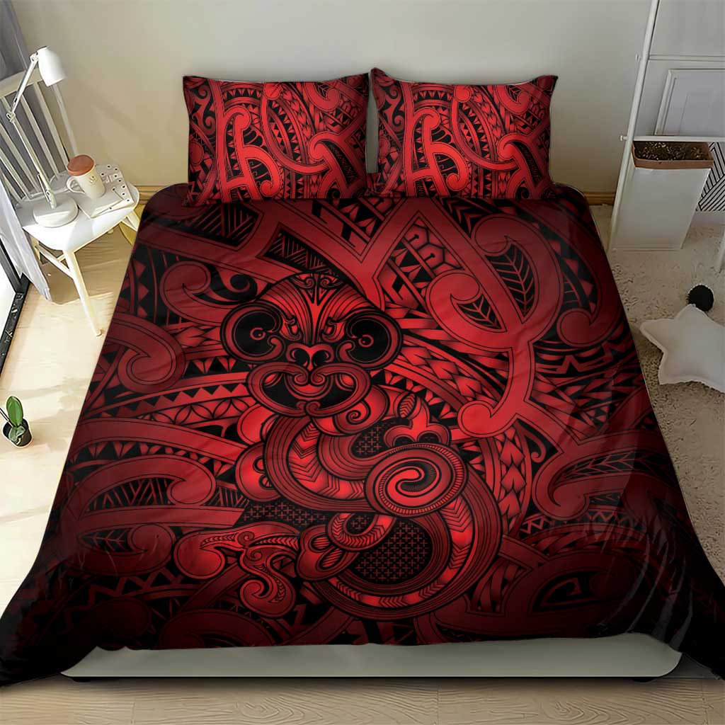 Aotearoa Maori Hei Tiki Bedding Set Whero Kowhaiwhai Puhoro Motif LT9 - Polynesian Pride