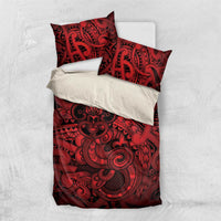 Aotearoa Maori Hei Tiki Bedding Set Whero Kowhaiwhai Puhoro Motif LT9 US Twin 172cm x 218cm Red - Polynesian Pride