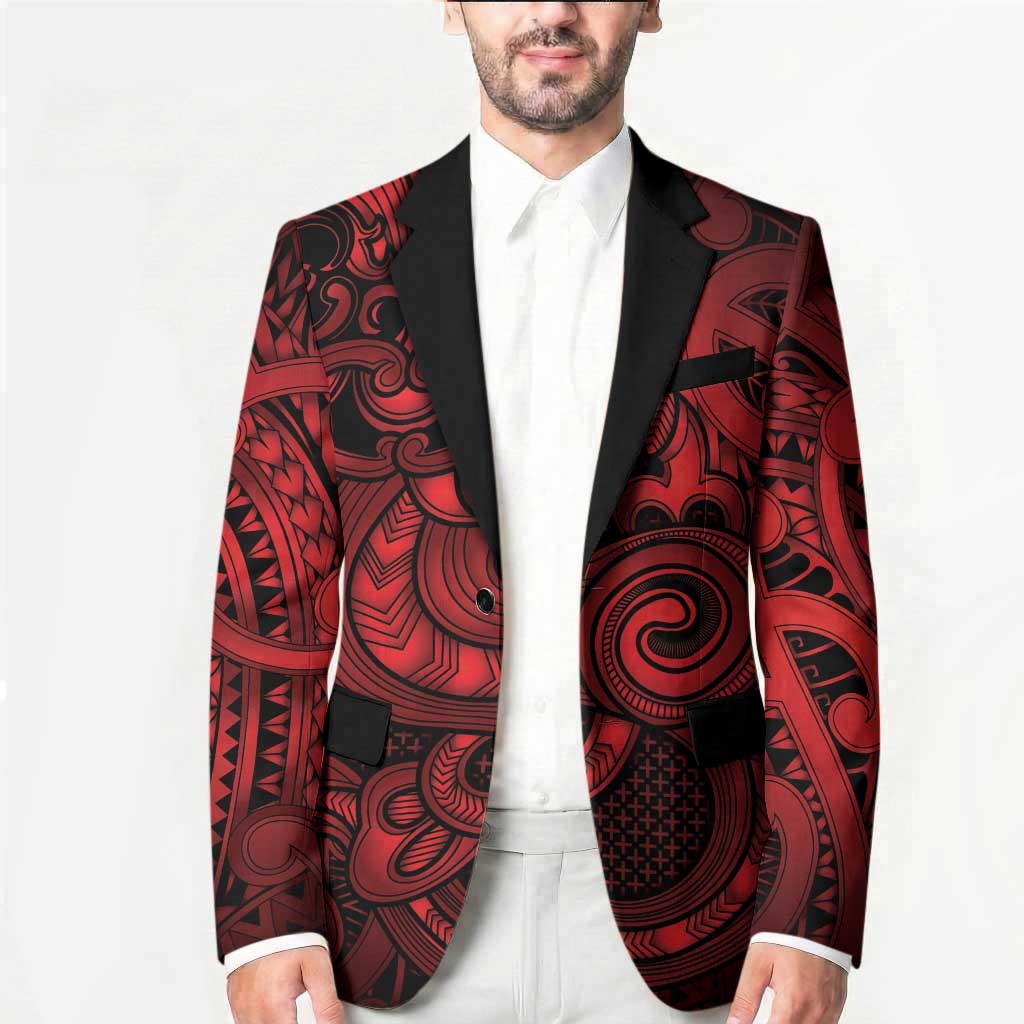 Aotearoa Maori Hei Tiki Blazer Whero Kowhaiwhai Puhoro Motif LT9 - Polynesian Pride