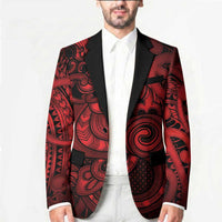 Aotearoa Maori Hei Tiki Blazer Whero Kowhaiwhai Puhoro Motif LT9 - Polynesian Pride