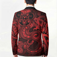 Aotearoa Maori Hei Tiki Blazer Whero Kowhaiwhai Puhoro Motif LT9 - Polynesian Pride