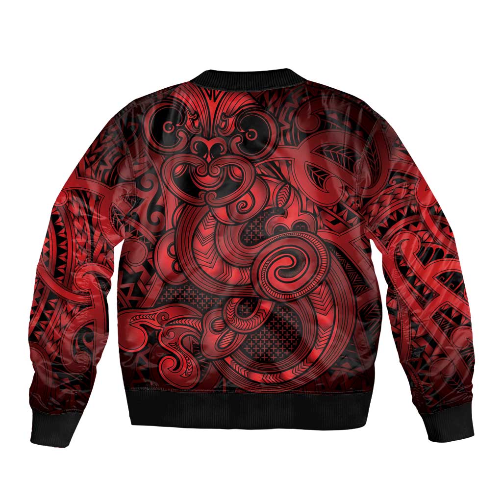 Aotearoa Maori Hei Tiki Bomber Jacket Whero Kowhaiwhai Puhoro Motif LT9 - Polynesian Pride