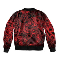 Aotearoa Maori Hei Tiki Bomber Jacket Whero Kowhaiwhai Puhoro Motif LT9 - Polynesian Pride
