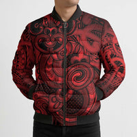 Aotearoa Maori Hei Tiki Bomber Puffer Jacket Whero Kowhaiwhai Puhoro Motif LT9 - Polynesian Pride