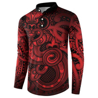 Aotearoa Maori Hei Tiki Button Sweatshirt Whero Kowhaiwhai Puhoro Motif LT9 - Polynesian Pride
