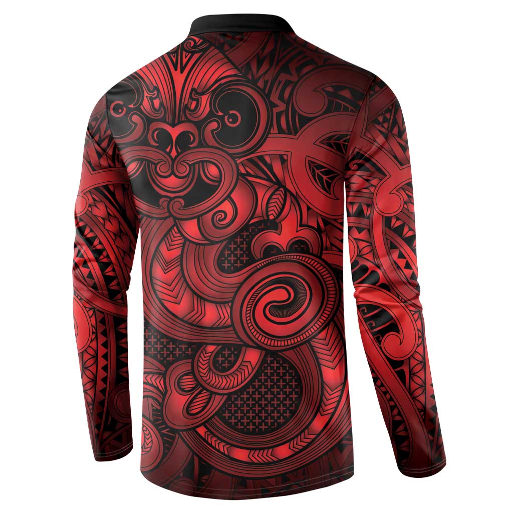 Aotearoa Maori Hei Tiki Button Sweatshirt Whero Kowhaiwhai Puhoro Motif LT9 - Polynesian Pride