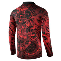 Aotearoa Maori Hei Tiki Button Sweatshirt Whero Kowhaiwhai Puhoro Motif LT9 - Polynesian Pride