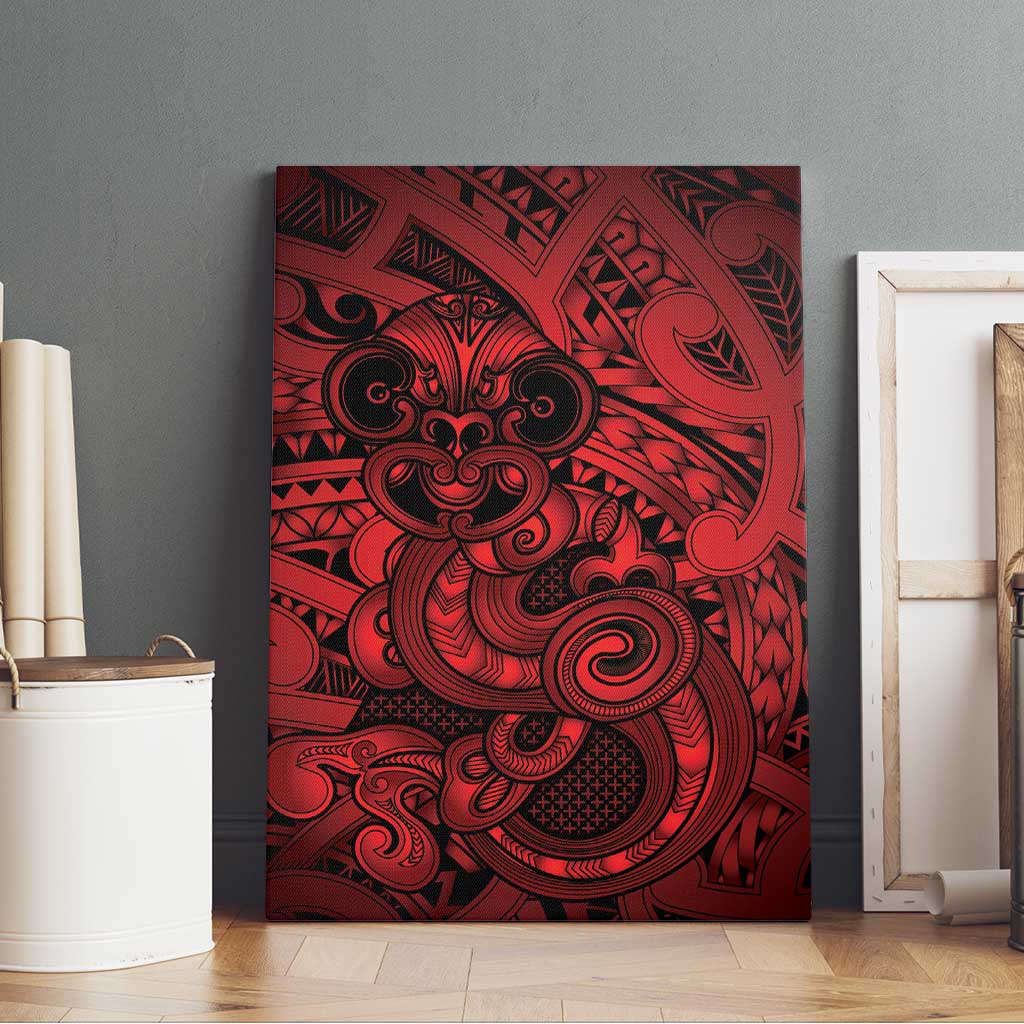 Aotearoa Maori Hei Tiki Canvas Wall Art Whero Kowhaiwhai Puhoro Motif LT9 - Polynesian Pride