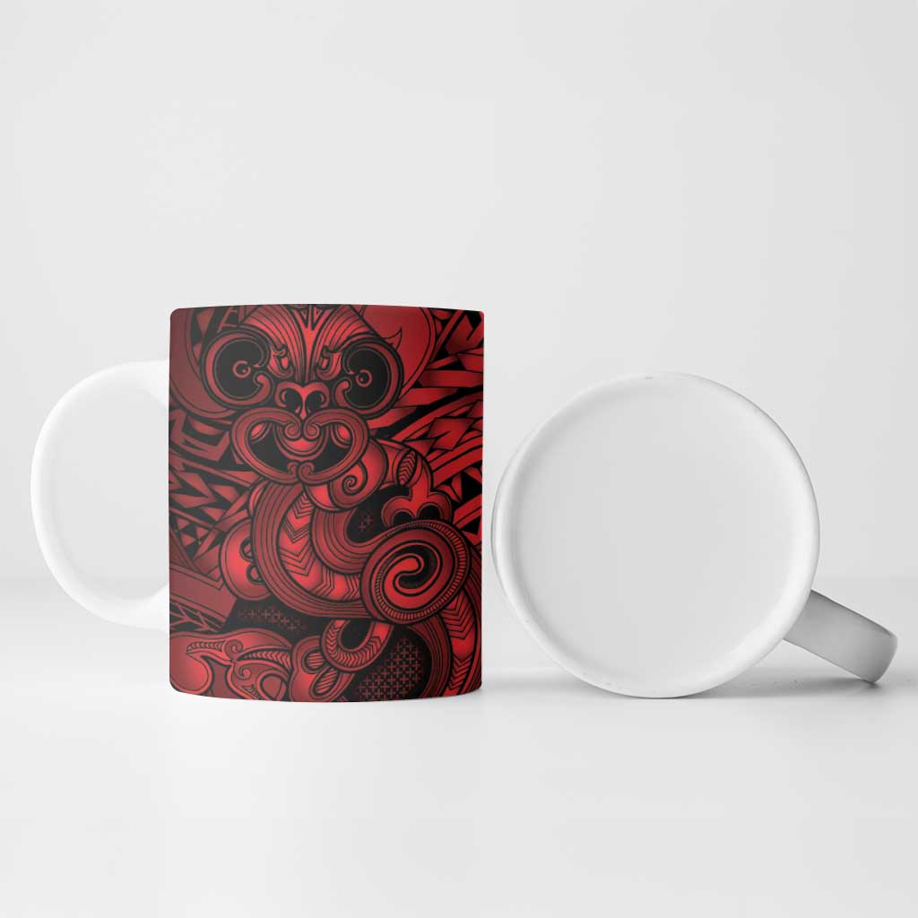 Aotearoa Maori Hei Tiki Ceramic Mug Whero Kowhaiwhai Puhoro Motif LT9 - Polynesian Pride