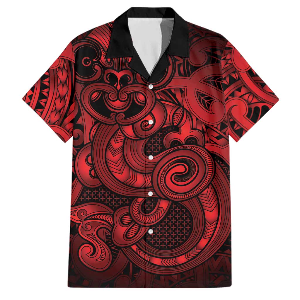 Aotearoa Maori Hei Tiki Family Matching Long Sleeve Bodycon Dress and Hawaiian Shirt Whero Kowhaiwhai Puhoro Motif