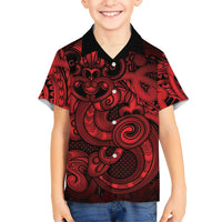 Aotearoa Maori Hei Tiki Family Matching Puletasi and Hawaiian Shirt Whero Kowhaiwhai Puhoro Motif