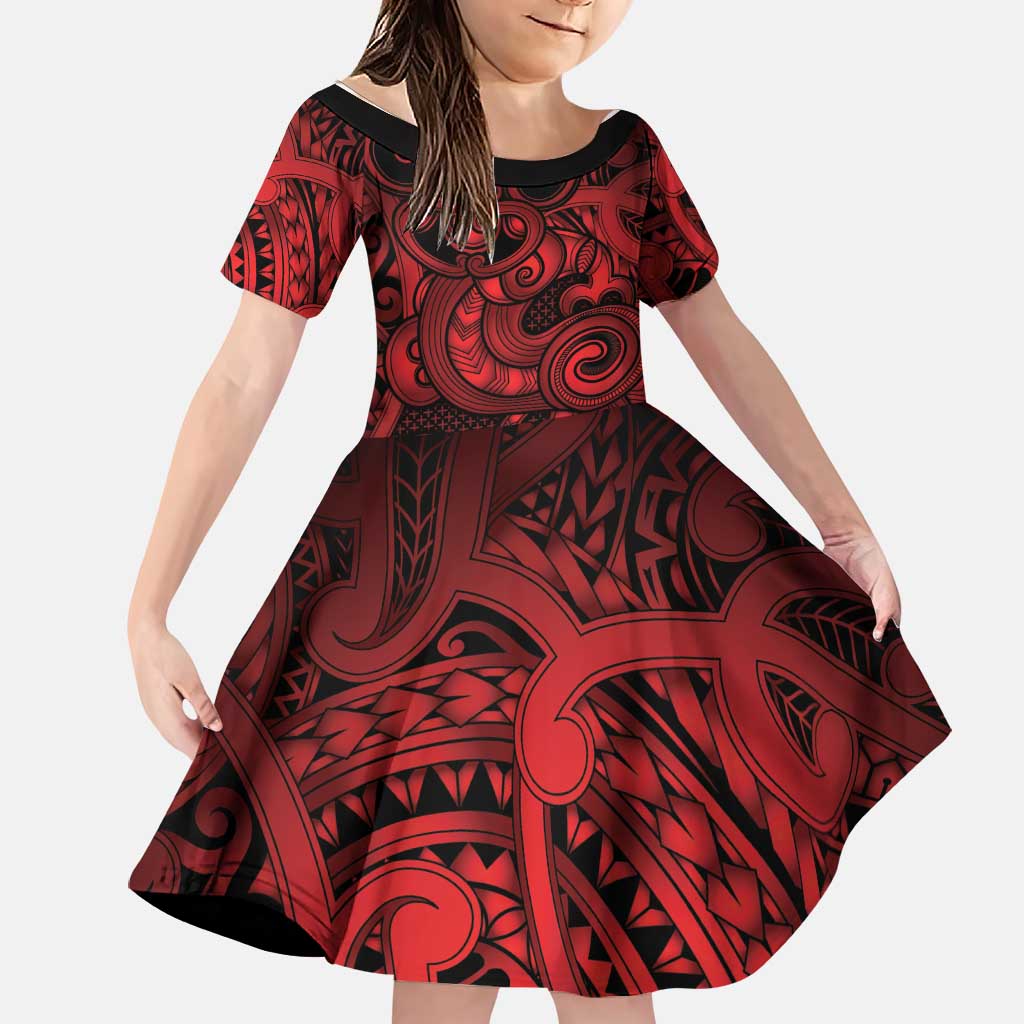Aotearoa Maori Hei Tiki Family Matching Short Sleeve Bodycon Dress and Hawaiian Shirt Whero Kowhaiwhai Puhoro Motif