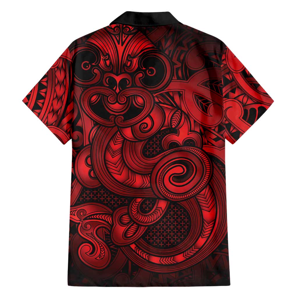 Aotearoa Maori Hei Tiki Family Matching Short Sleeve Bodycon Dress and Hawaiian Shirt Whero Kowhaiwhai Puhoro Motif