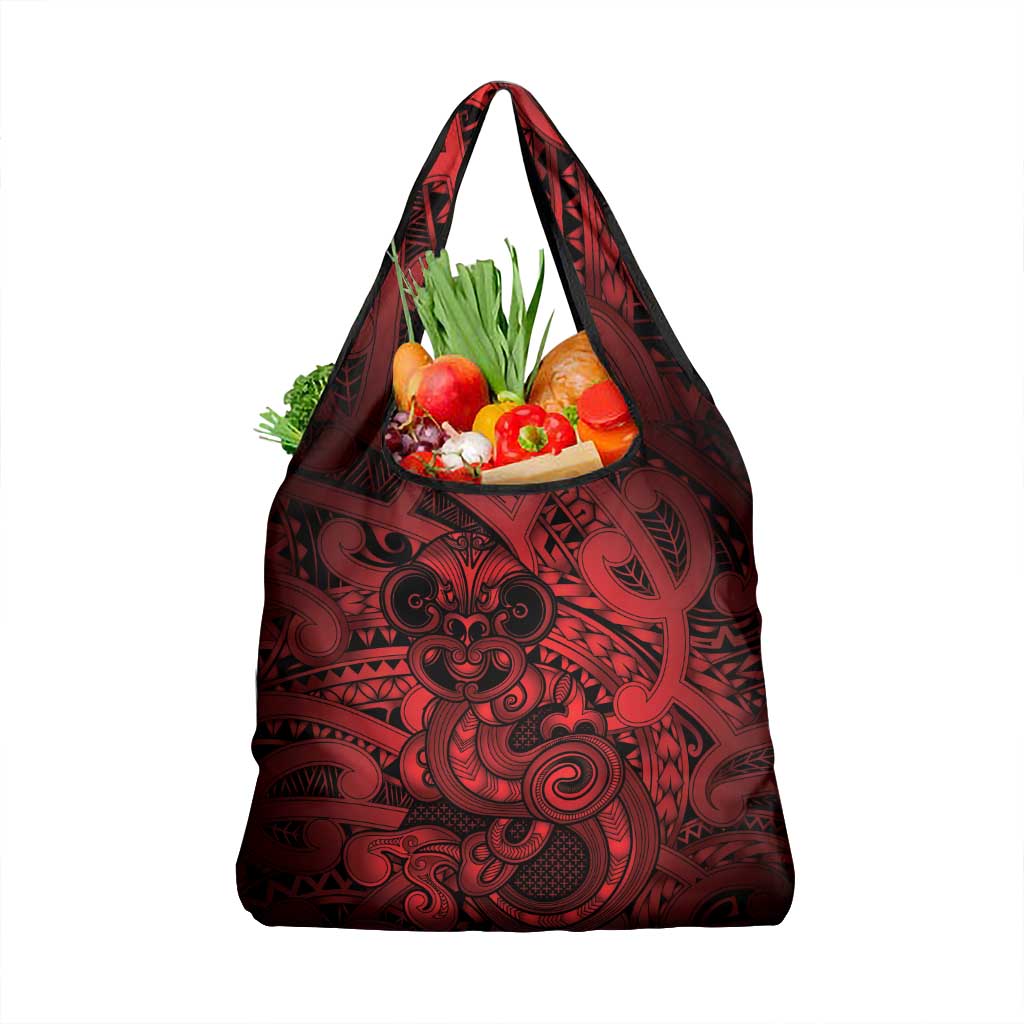 Aotearoa Maori Hei Tiki Grocery Bag Whero Kowhaiwhai Puhoro Motif LT9 1-pack One Size Red - Polynesian Pride