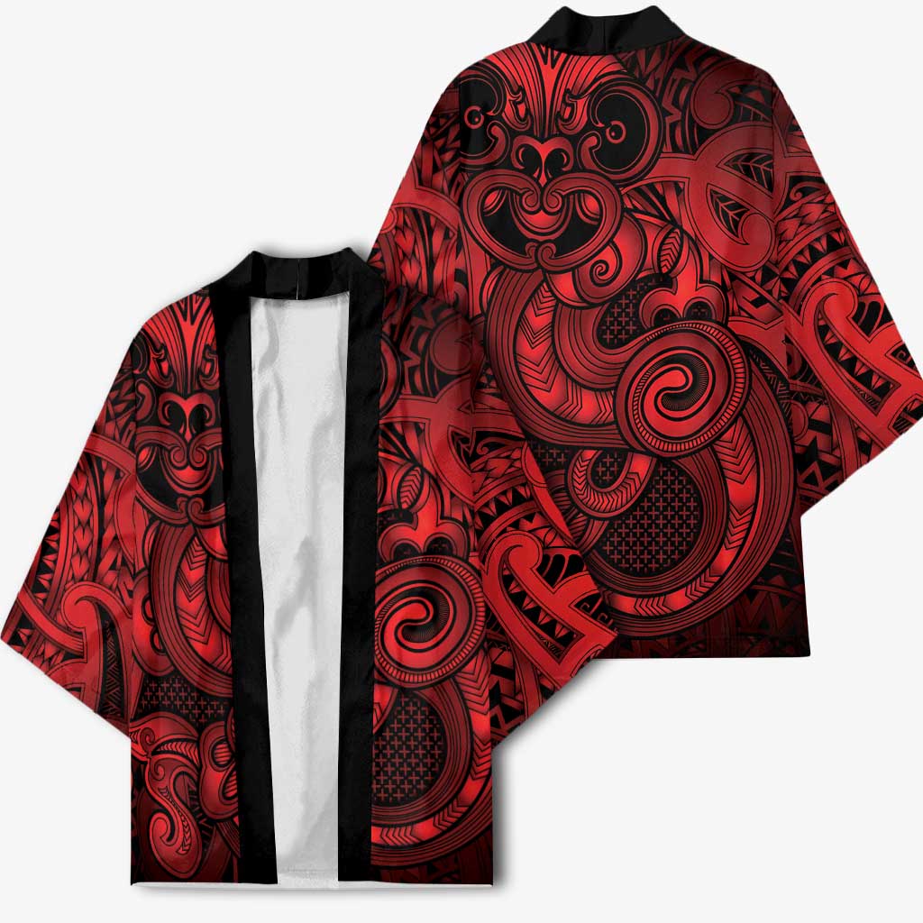 Aotearoa Maori Hei Tiki Kimono Whero Kowhaiwhai Puhoro Motif LT9 - Polynesian Pride