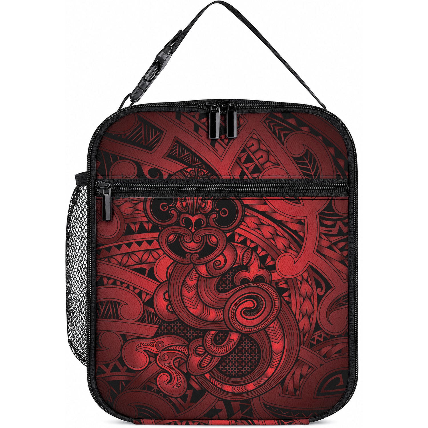 Aotearoa Maori Hei Tiki Lunch Bag Whero Kowhaiwhai Puhoro Motif LT9 10.2 × 8.3 × 4.3 inch Red - Polynesian Pride