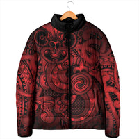 Aotearoa Maori Hei Tiki Padded Jacket Whero Kowhaiwhai Puhoro Motif