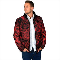 Aotearoa Maori Hei Tiki Padded Jacket Whero Kowhaiwhai Puhoro Motif