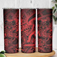 Aotearoa Maori Hei Tiki Skinny Tumbler Whero Kowhaiwhai Puhoro Motif