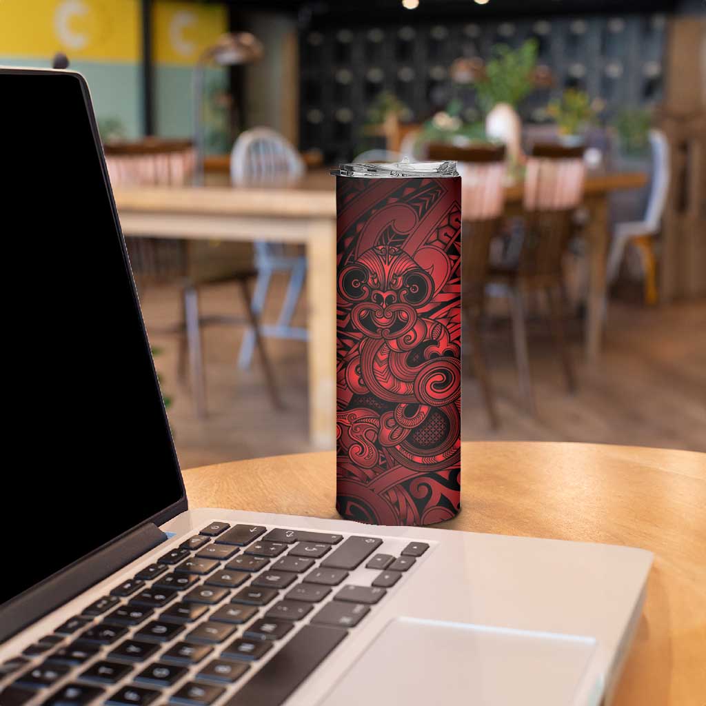 Aotearoa Maori Hei Tiki Skinny Tumbler Whero Kowhaiwhai Puhoro Motif