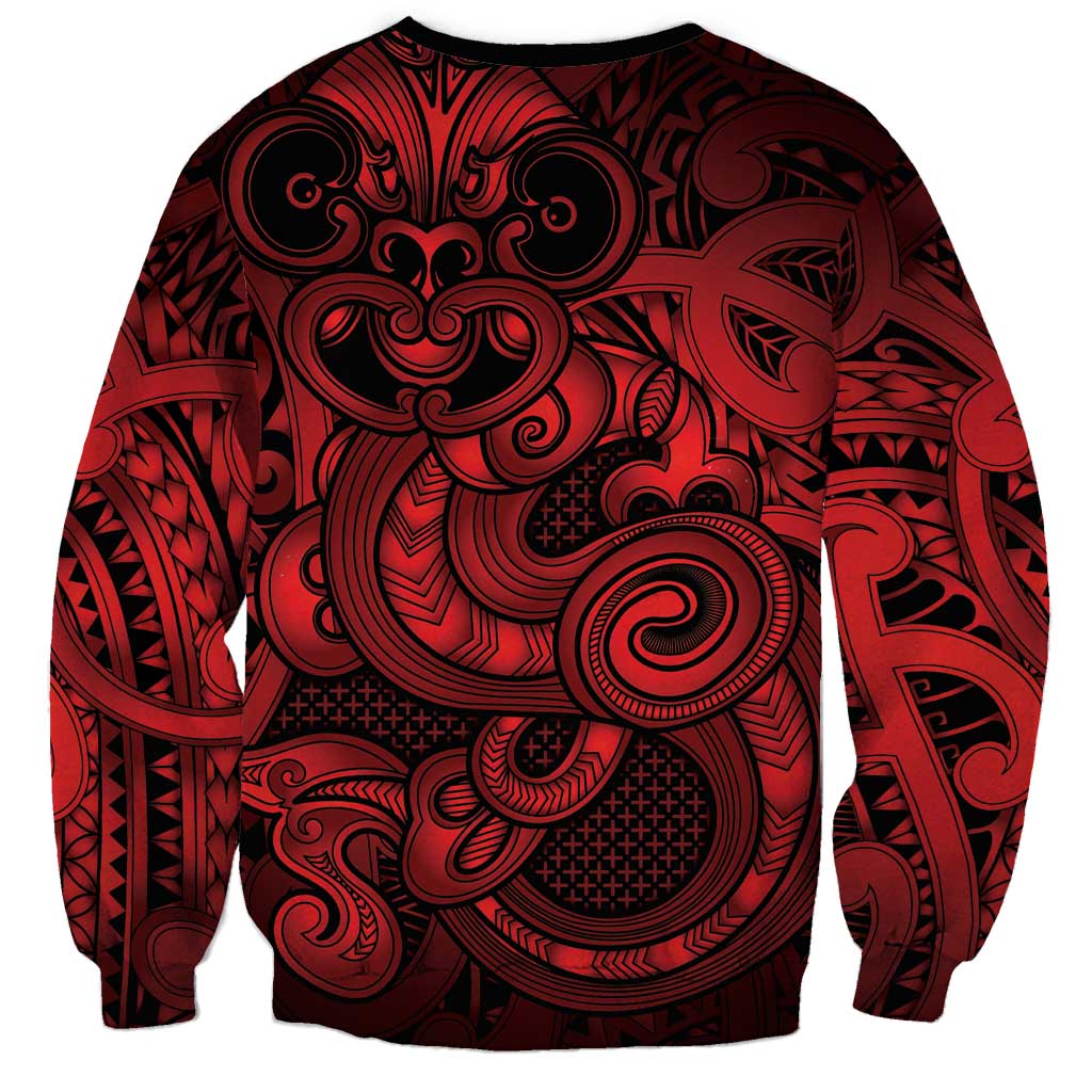Aotearoa Maori Hei Tiki Sweatshirt Whero Kowhaiwhai Puhoro Motif LT9 - Polynesian Pride