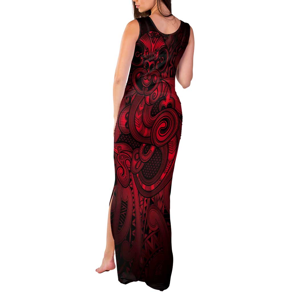 Aotearoa Maori Hei Tiki Tank Maxi Dress Whero Kowhaiwhai Puhoro Motif
