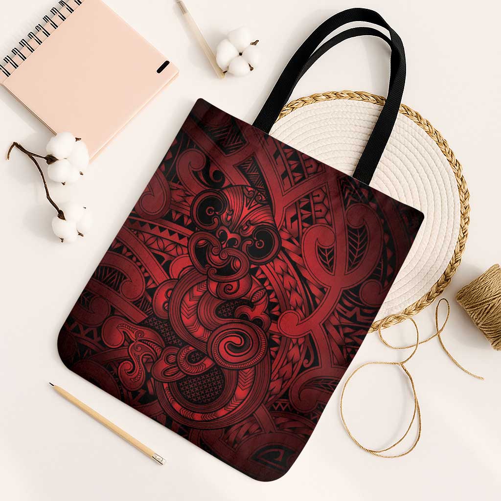 Aotearoa Maori Hei Tiki Tote Bag Whero Kowhaiwhai Puhoro Motif LT9 Black Strap One Size Red - Polynesian Pride