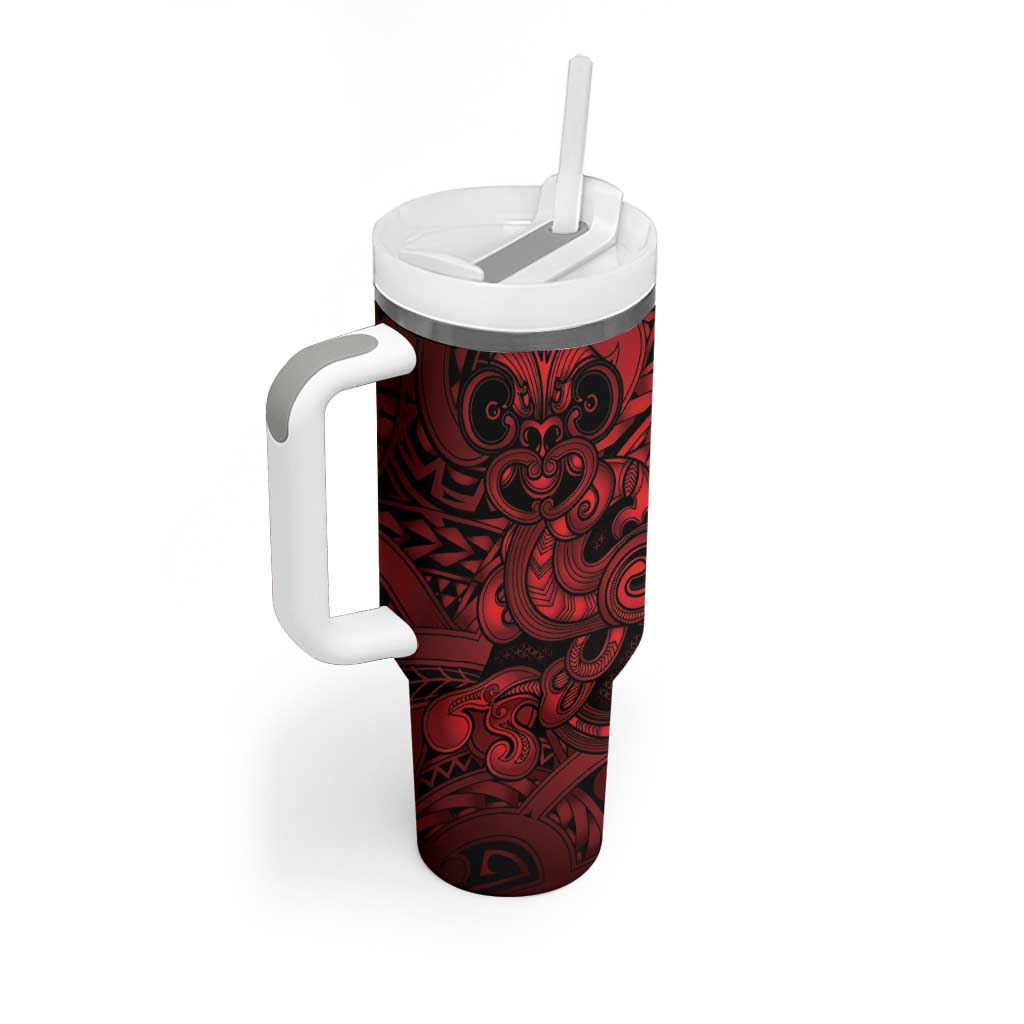 Aotearoa Maori Hei Tiki Tumbler With Handle Whero Kowhaiwhai Puhoro Motif LT9 - Polynesian Pride