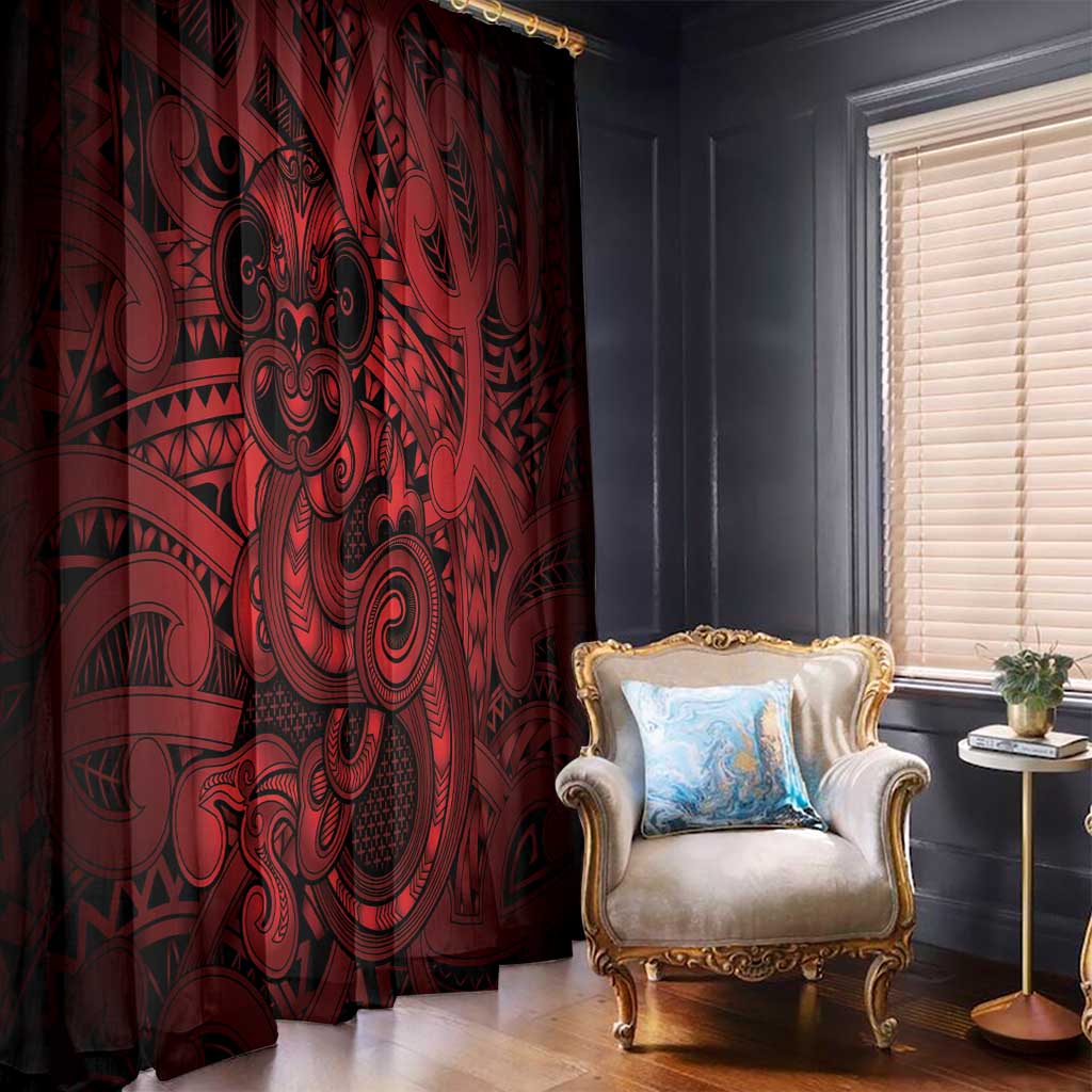 Aotearoa Maori Hei Tiki Window Curtain Whero Kowhaiwhai Puhoro Motif LT9 - Polynesian Pride