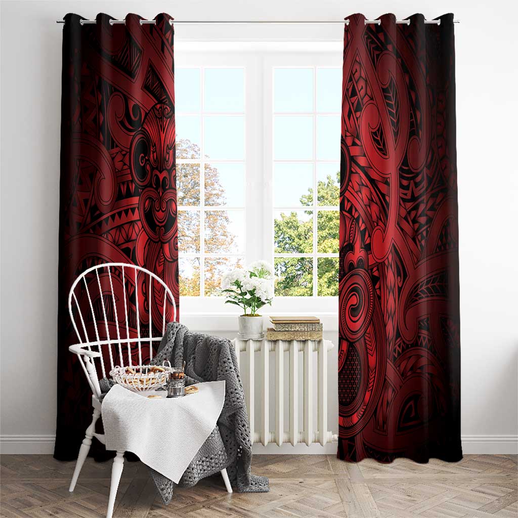 Aotearoa Maori Hei Tiki Window Curtain Whero Kowhaiwhai Puhoro Motif LT9 - Polynesian Pride