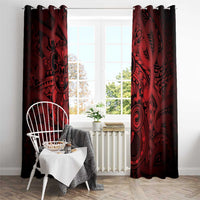 Aotearoa Maori Hei Tiki Window Curtain Whero Kowhaiwhai Puhoro Motif LT9 - Polynesian Pride