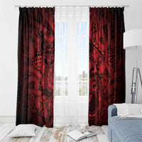 Aotearoa Maori Hei Tiki Window Curtain Whero Kowhaiwhai Puhoro Motif LT9 - Polynesian Pride