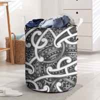 Aotearoa Maori Kowhaiwhai Laundry Basket Kiwikiwi Puhoro and Patiki LT9 Grey - Polynesian Pride