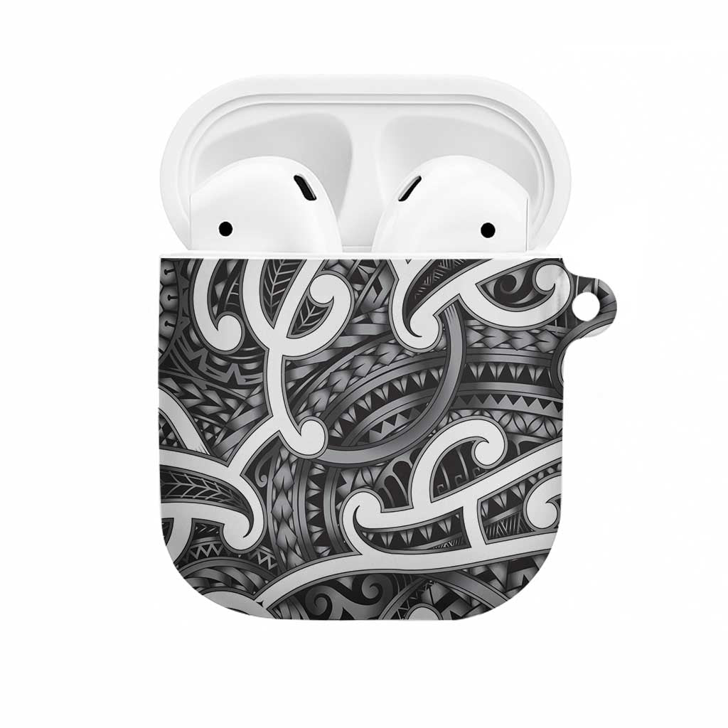 Aotearoa Maori Kowhaiwhai AirPods Case Kiwikiwi Puhoro and Patiki LT9 Grey - Polynesian Pride