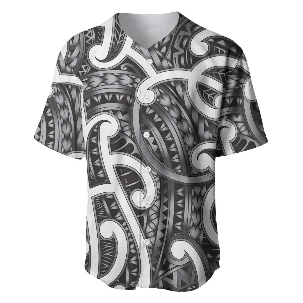 Aotearoa Maori Kowhaiwhai Baseball Jersey Kiwikiwi Puhoro and Patiki LT9 Grey - Polynesian Pride