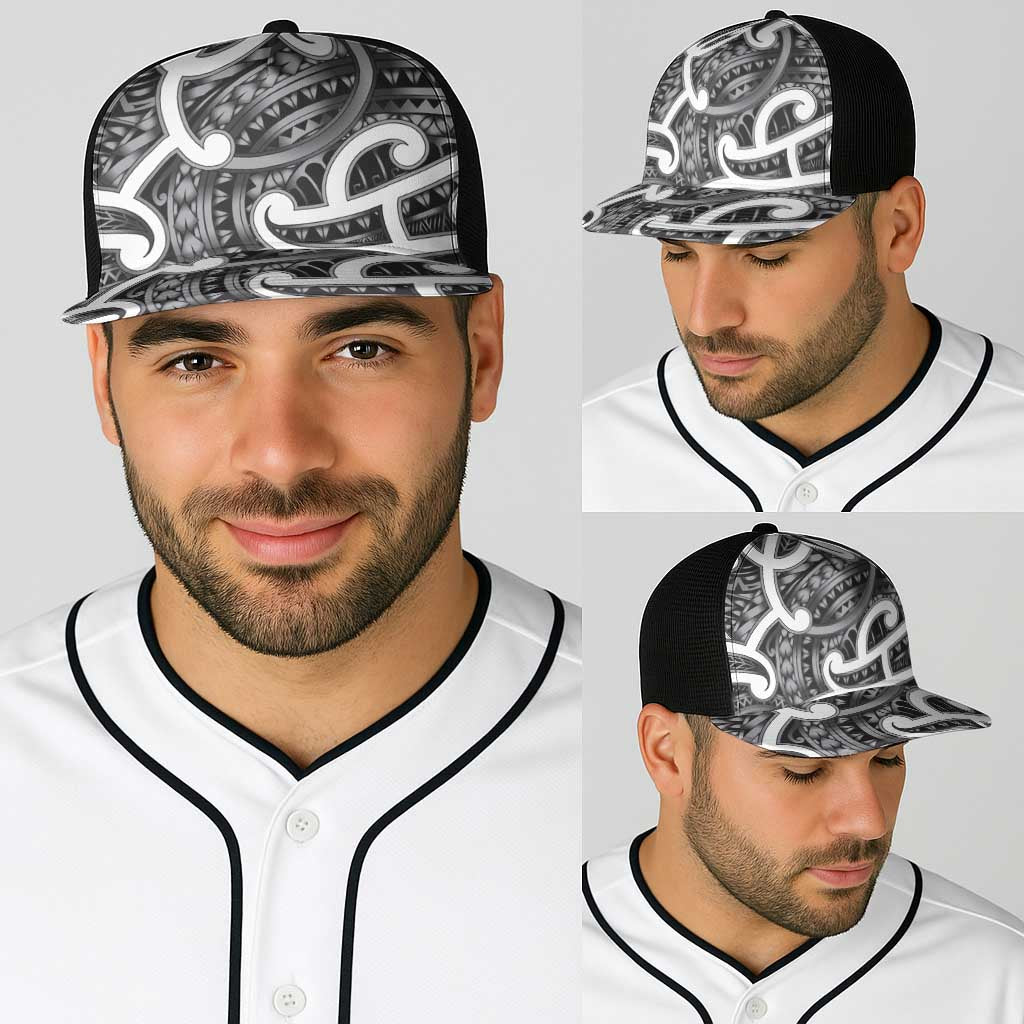Aotearoa Maori Kowhaiwhai Baseball Net Cap Kiwikiwi Puhoro and Patiki LT9 - Polynesian Pride