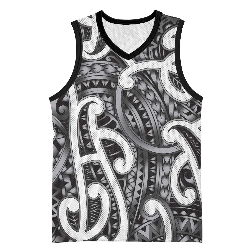 Aotearoa Maori Kowhaiwhai Basketball Jersey Kiwikiwi Puhoro and Patiki LT9 Unisex Grey - Polynesian Pride