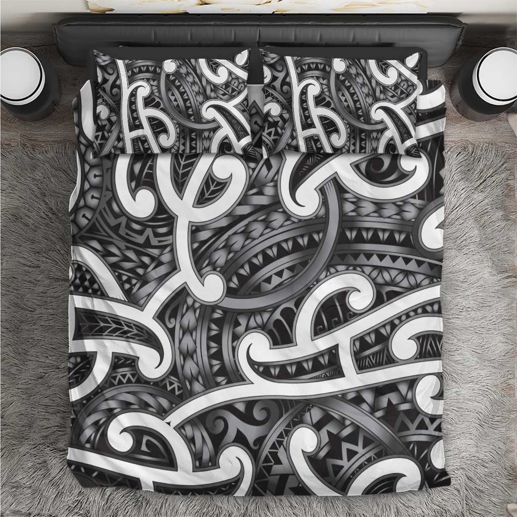 Aotearoa Maori Kowhaiwhai Bedding Set Kiwikiwi Puhoro and Patiki LT9 Grey - Polynesian Pride